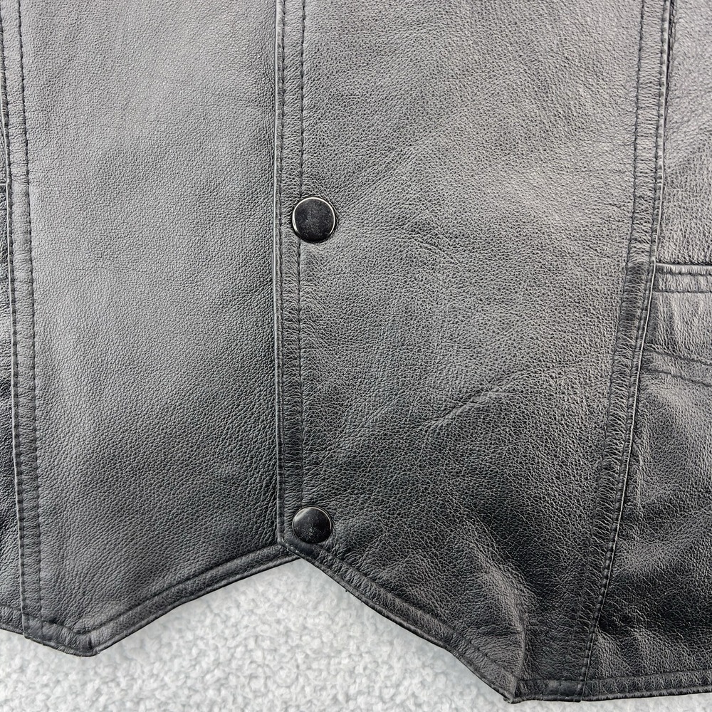 USA Leather Motorcycle Vest Men's 5XL Black Eagle Biker Snap Front Leather Vest - Picture 6 of 14